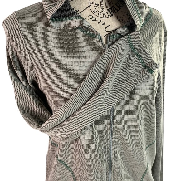 Serene Knit Hoodie Jacket Olive Green Front Zip Pockets Polyester Blend Women L - Picture 3 of 9